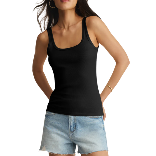 RANAE PREMIUM RIB TANK TOP BLACK
