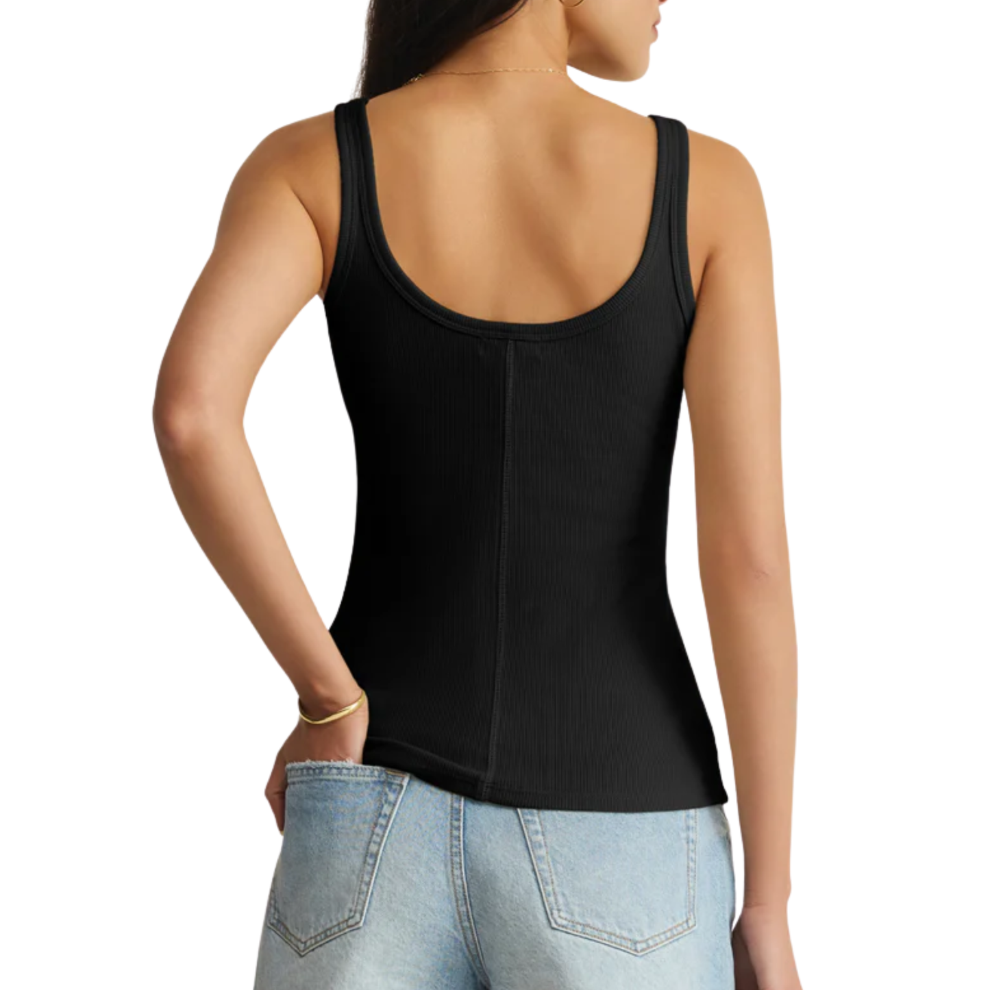 RANAE PREMIUM RIB TANK TOP BLACK