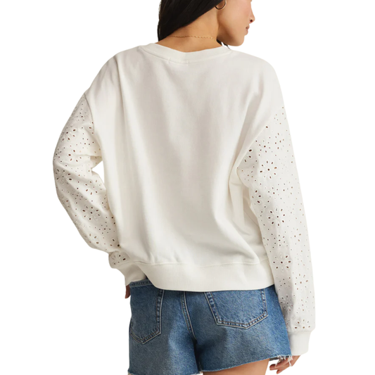 MOSAIC EYELET SWEATSHIRT WHITE