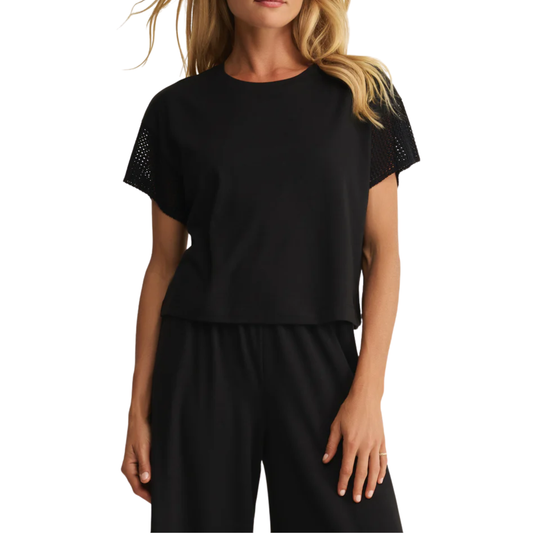 BANYAN CROCHET TOP BLACK