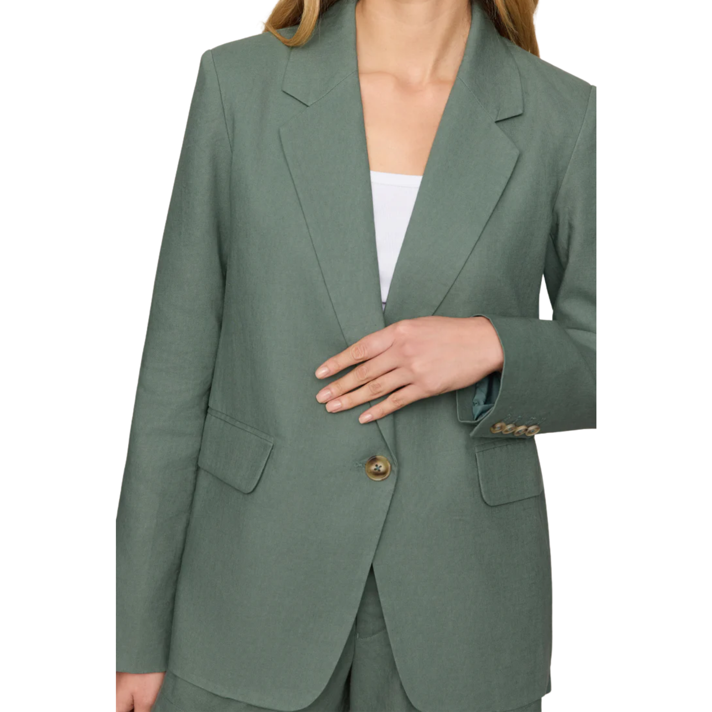 EVAN LINEN BLAZER EVERGLADE