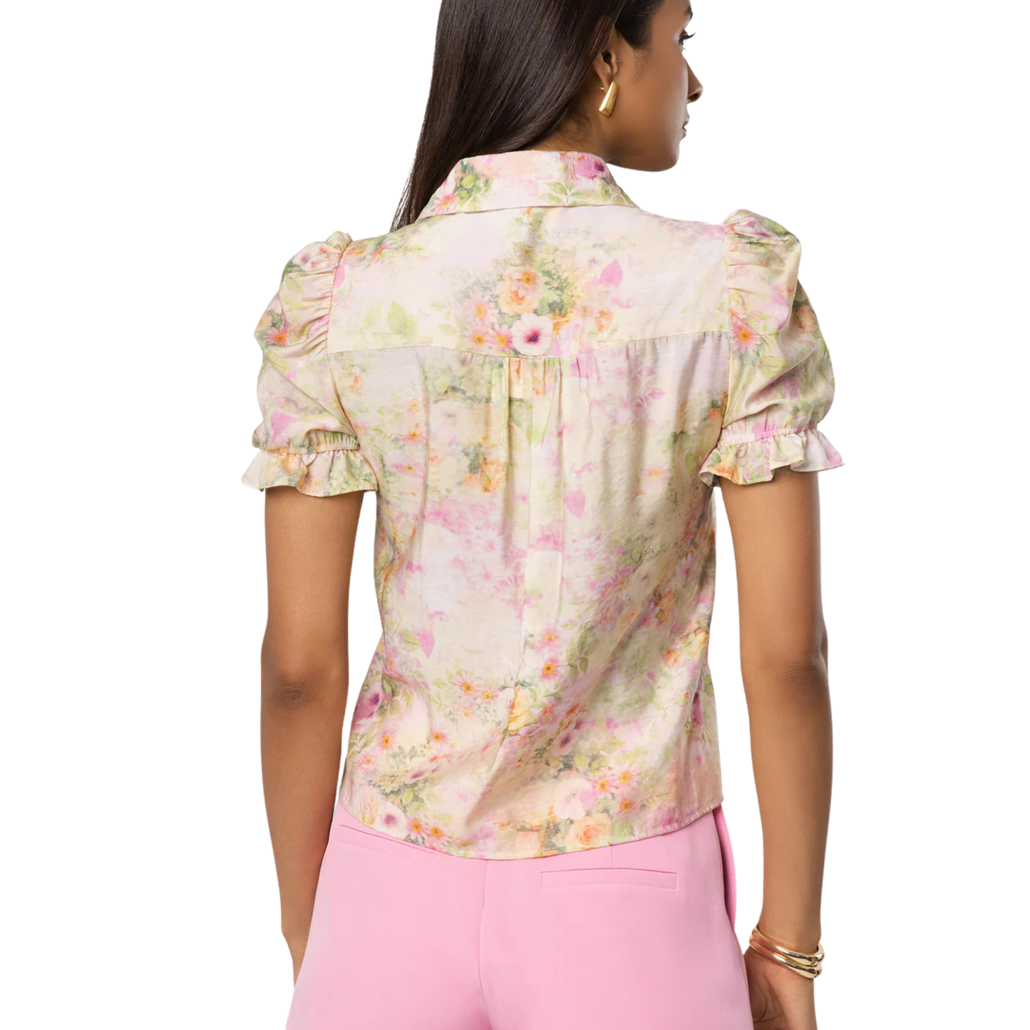 MINA FLORAL VOILE TOP ROSE