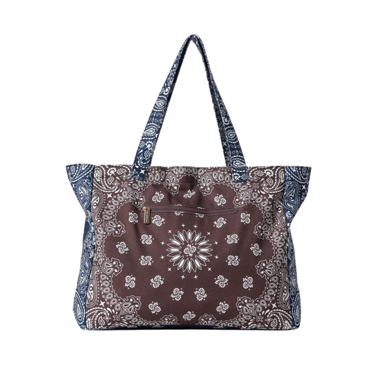 BAILEY BANDANA TOTE BROWN/NAVY
