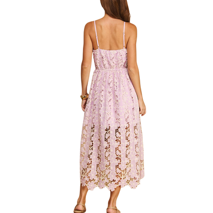FLORAL LACE MIDI DRESS LILAC
