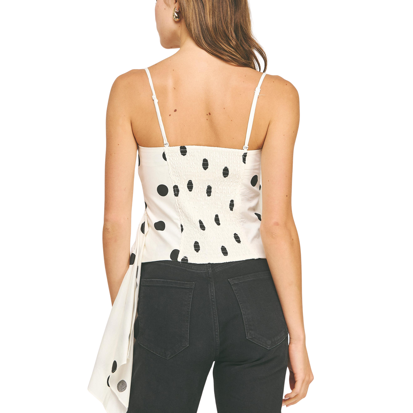 POLKA DOT CORSET TOP WHITE/BLACK