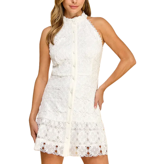 FLORAL MINI DRESS WHITE