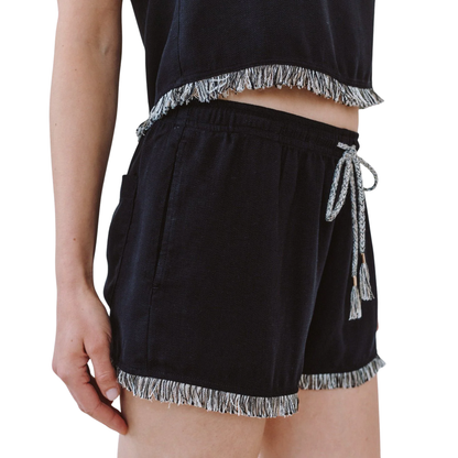 BLACK FRINGE SHORT