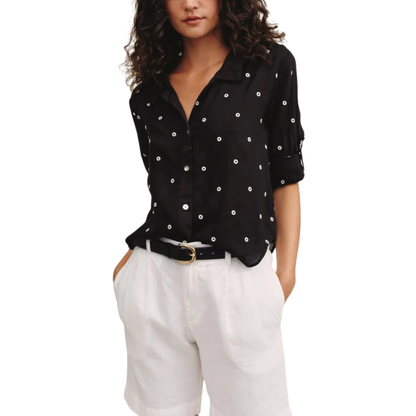 DROP COLLAR BOXY BUTTON DOWN CABANA DOT