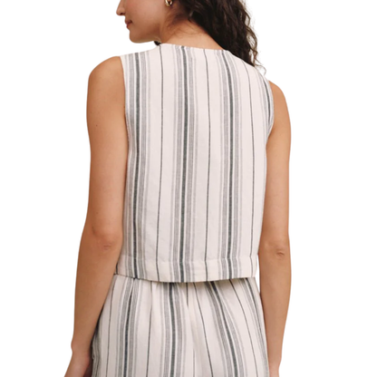 SLEEVELESS BUTTONDOWN FRONT TOP BOARDWALK STRIPE