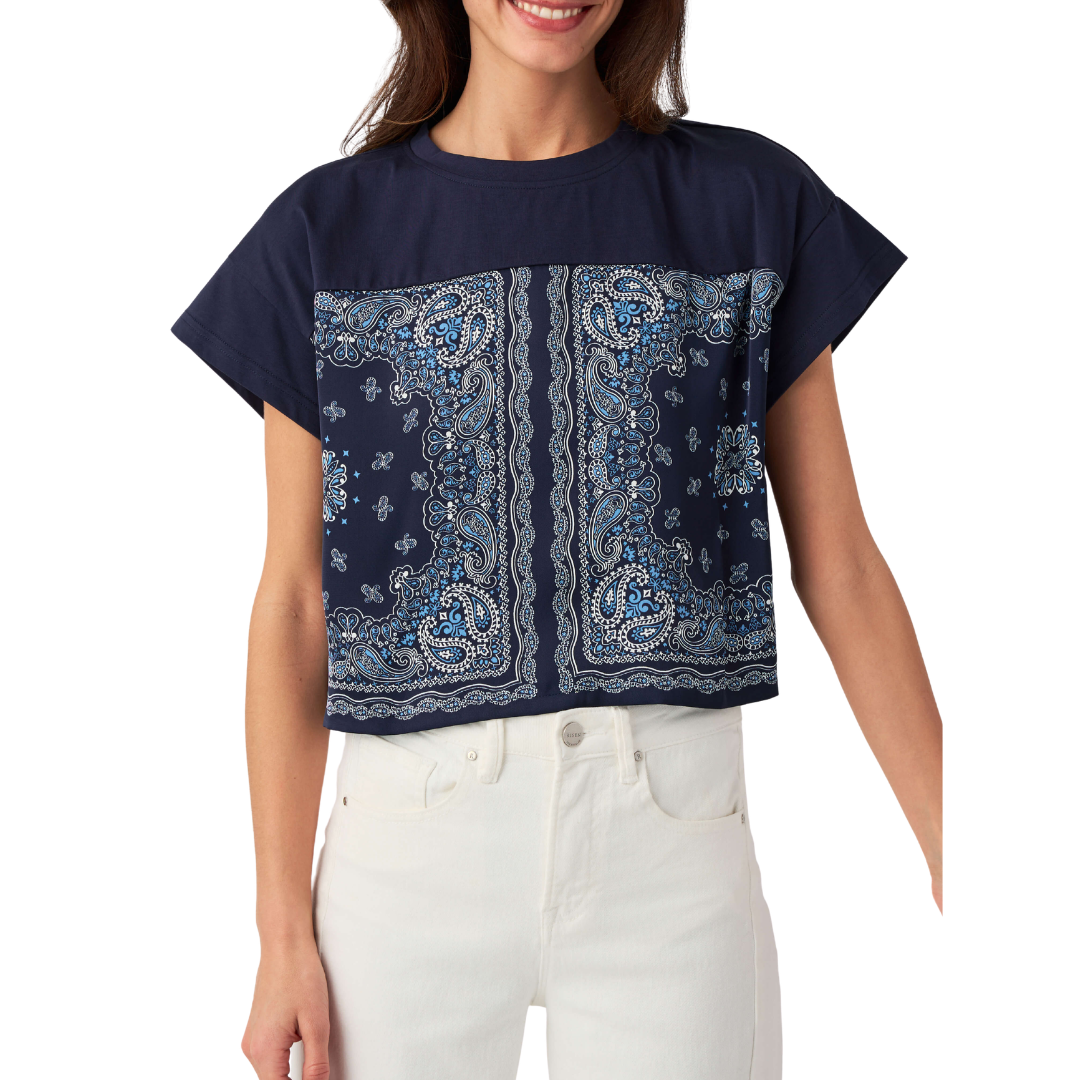 BANDANA PRINT TOP NAVY