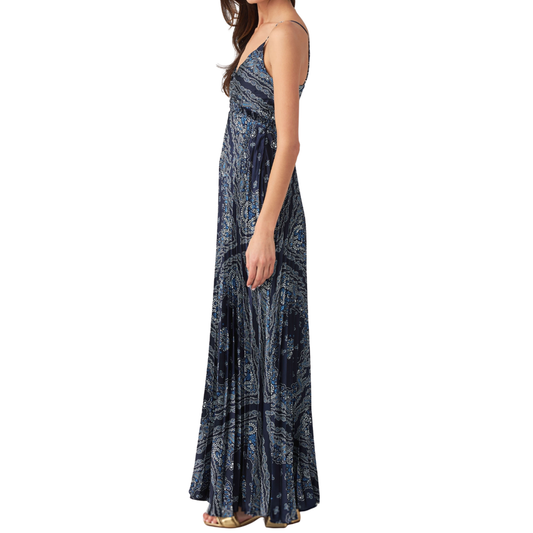 BANDANA PRINT MAXI DRESS NAVY