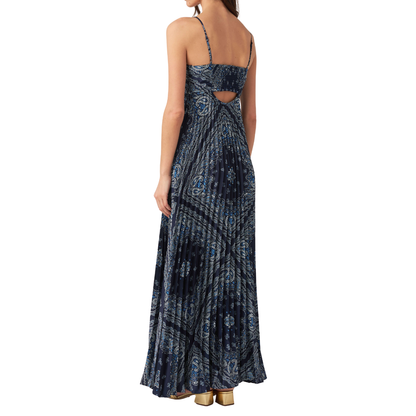 BANDANA PRINT MAXI DRESS NAVY