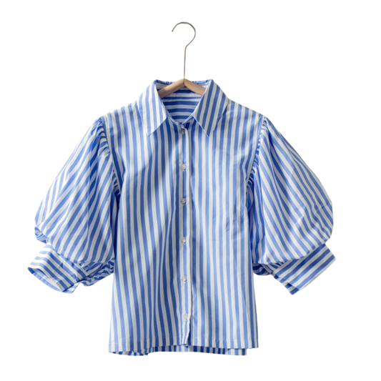 WESTERN BOHO DROP WAIST BLOUSE BLUE