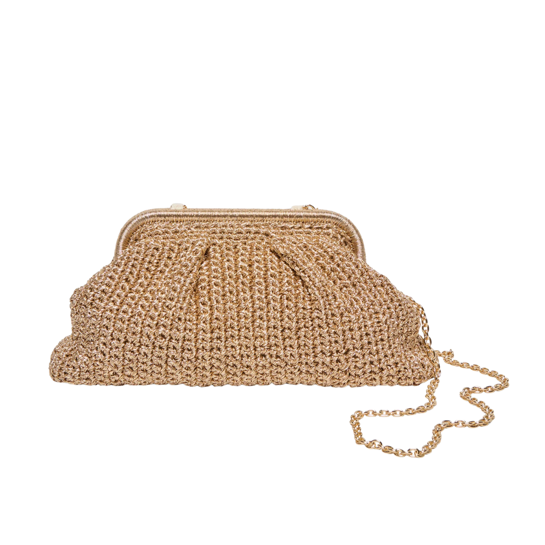 IONE GOLD RAFFIA CLUTCH