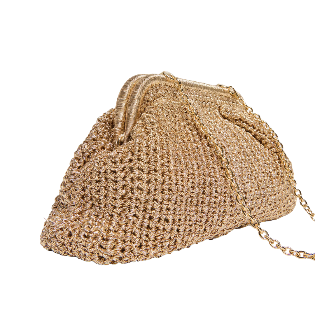 IONE GOLD RAFFIA CLUTCH