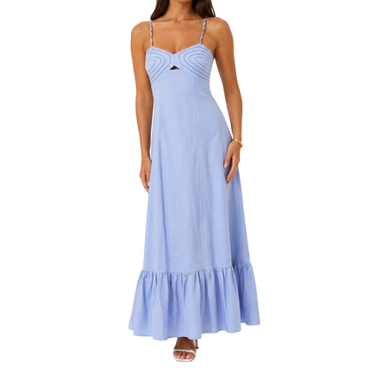 MIXED STRIPE MAXI DRESS SKY BLUE