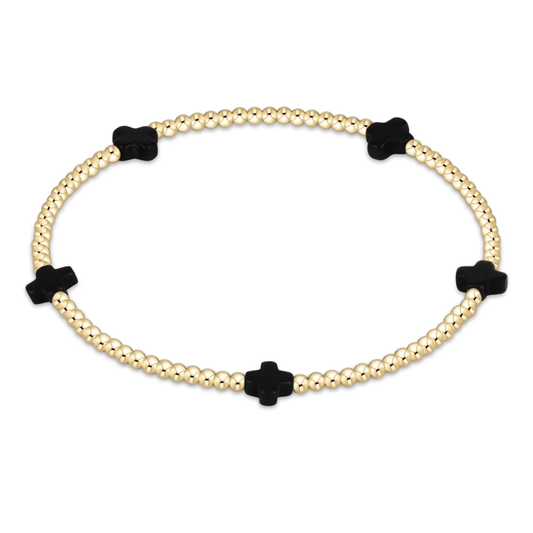 2MM SIGNATURE SMALL CROSS BRACELET ONYX
