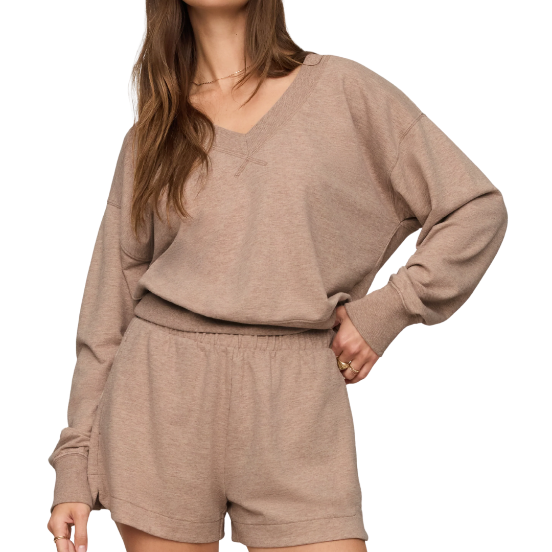 EVERYDAY FRENCH TERRY VNECK HEATHER ASH