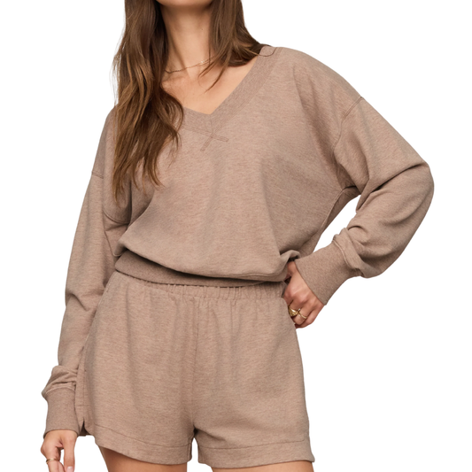 EVERYDAY FRENCH TERRY VNECK HEATHER ASH
