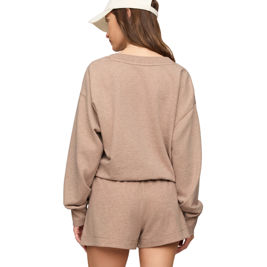 EVERYDAY FRENCH TERRY VNECK HEATHER ASH