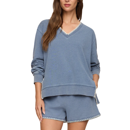 CAM WHIPSTITCH DENIM TOP SANTORINI INDIGO