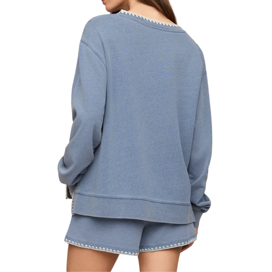 CAM WHIPSTITCH DENIM TOP SANTORINI INDIGO