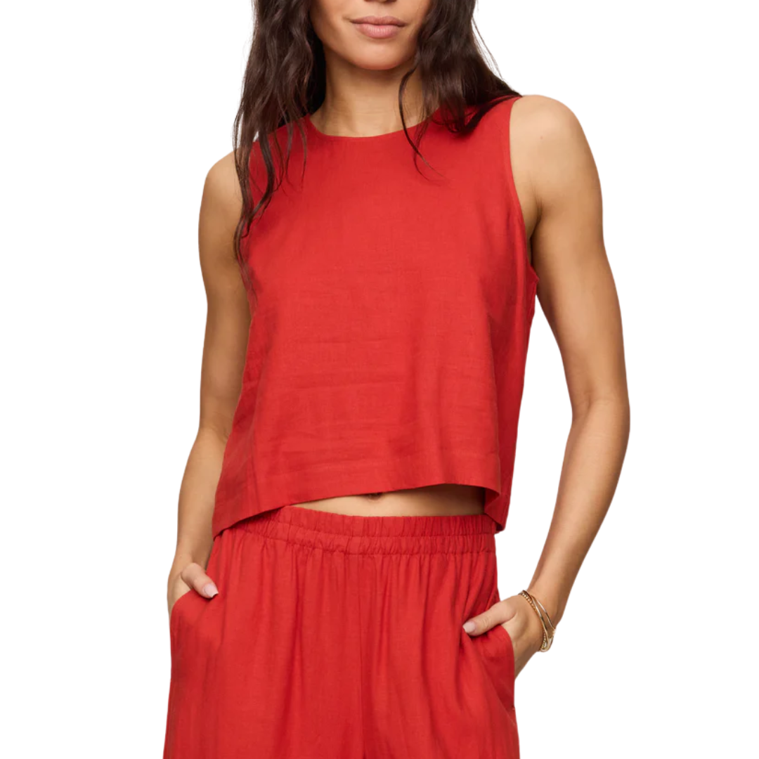 SLOANE LINEN TOP CHILI PEPPER
