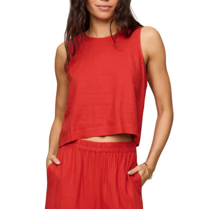 SLOANE LINEN TOP CHILI PEPPER