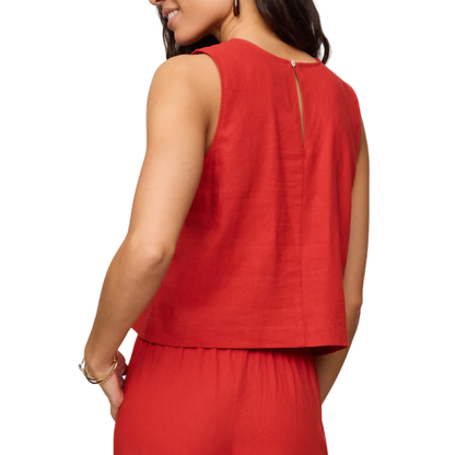 SLOANE LINEN TOP CHILI PEPPER
