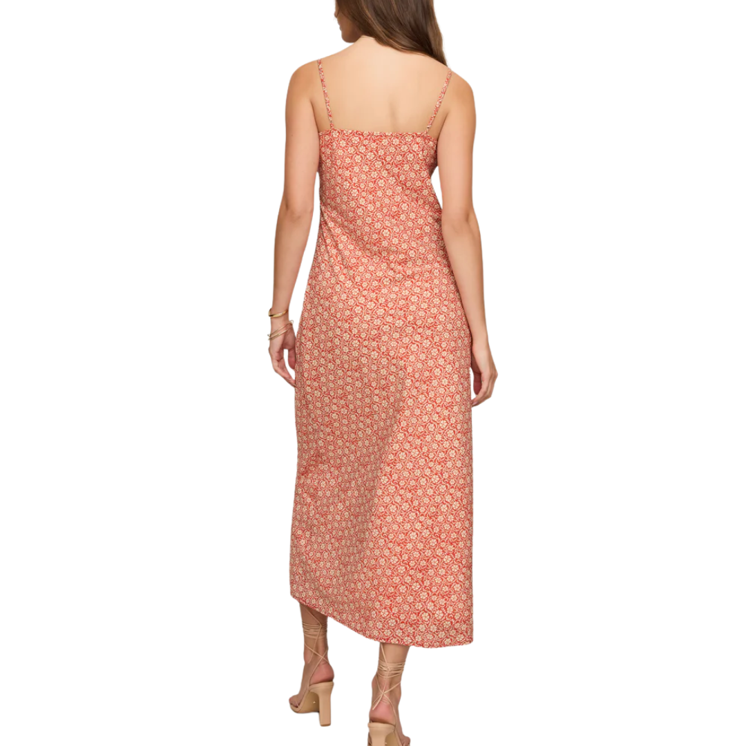 EMILIA IRIS FLORAL MIDI DRESS CHILI PEPPER