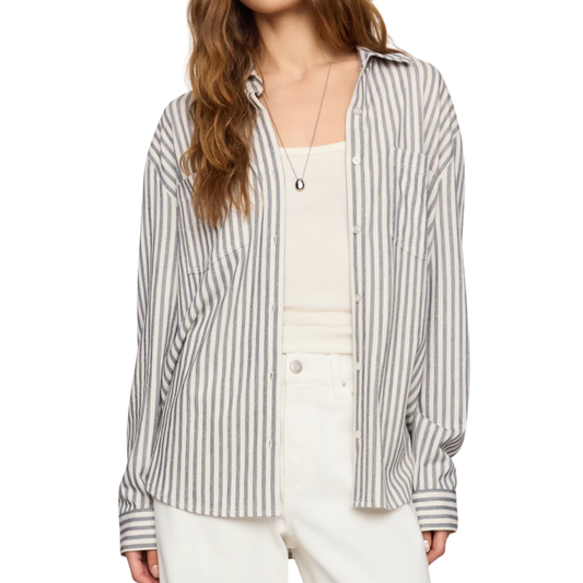 REESE BUTTON UP STRIPE TOP ECLIPSE
