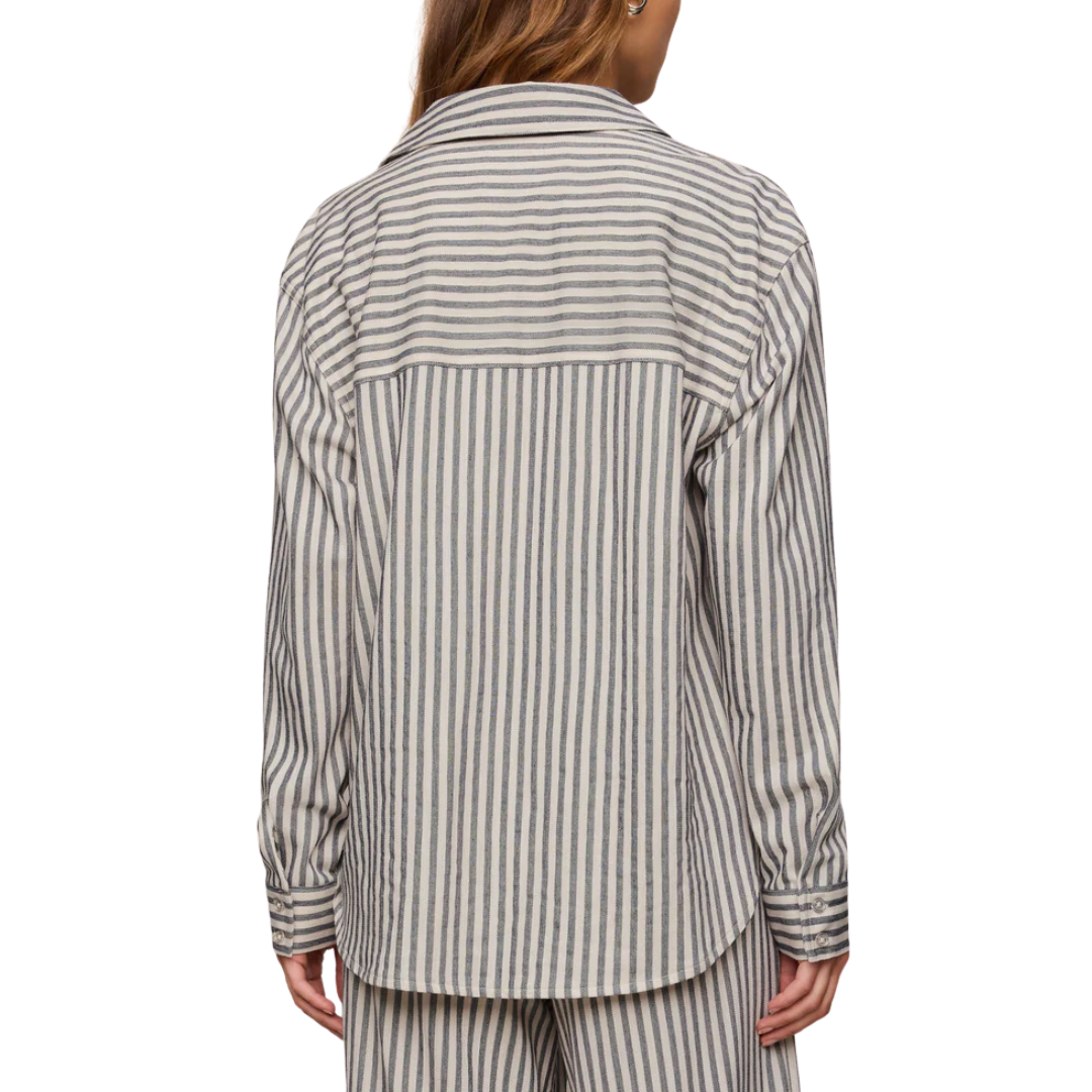REESE BUTTON UP STRIPE TOP ECLIPSE