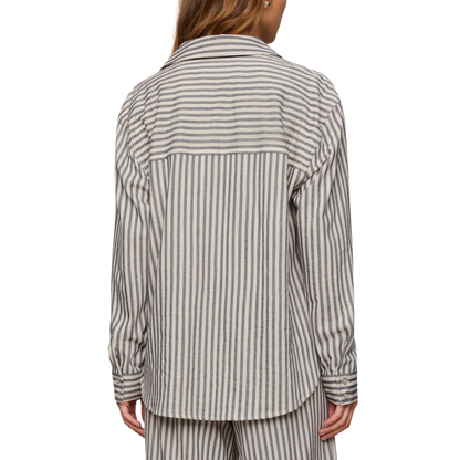 REESE BUTTON UP STRIPE TOP ECLIPSE