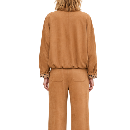 FAUX SUEDE BUBBLE HEM JACKET CAMEL