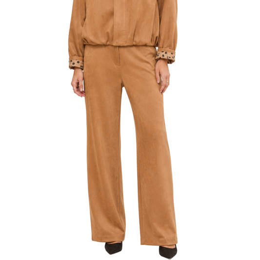 FAUX SUEDE STRAIGHT LEG PANT CAMEL