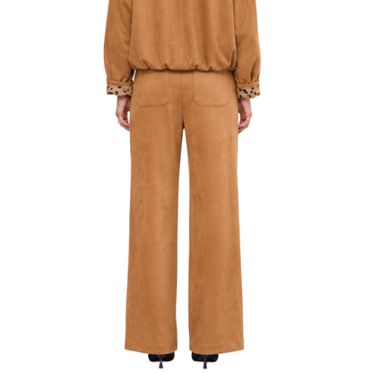 FAUX SUEDE STRAIGHT LEG PANT CAMEL
