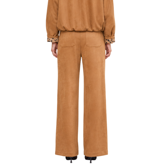 FAUX SUEDE STRAIGHT LEG PANT CAMEL