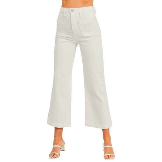 PATCH POCKET WIDE LEG OFF WHITE