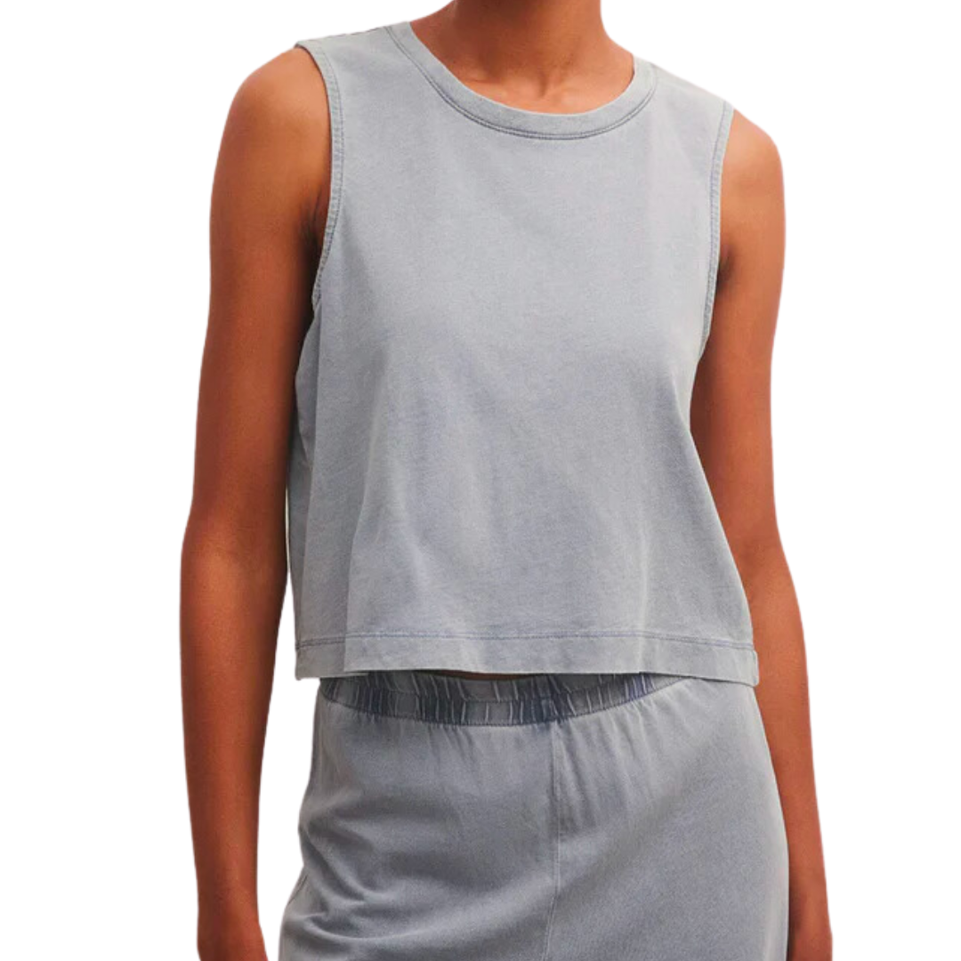 SLOANE JERSEY MUSCLE TANK WASHED INDIGO