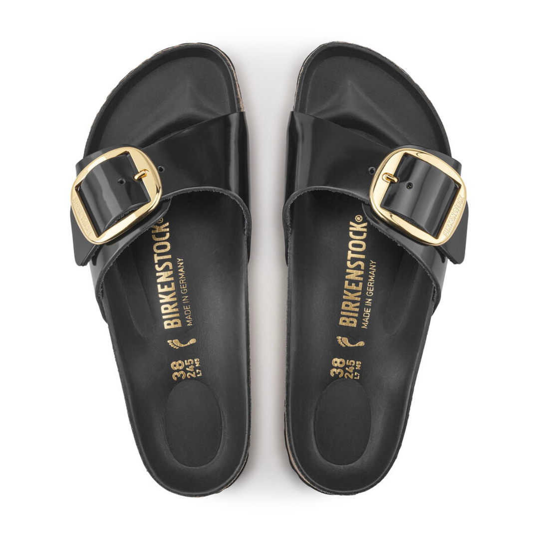 MADRID BIG BUCKLE SANDAL HIGH SHINE BLACK