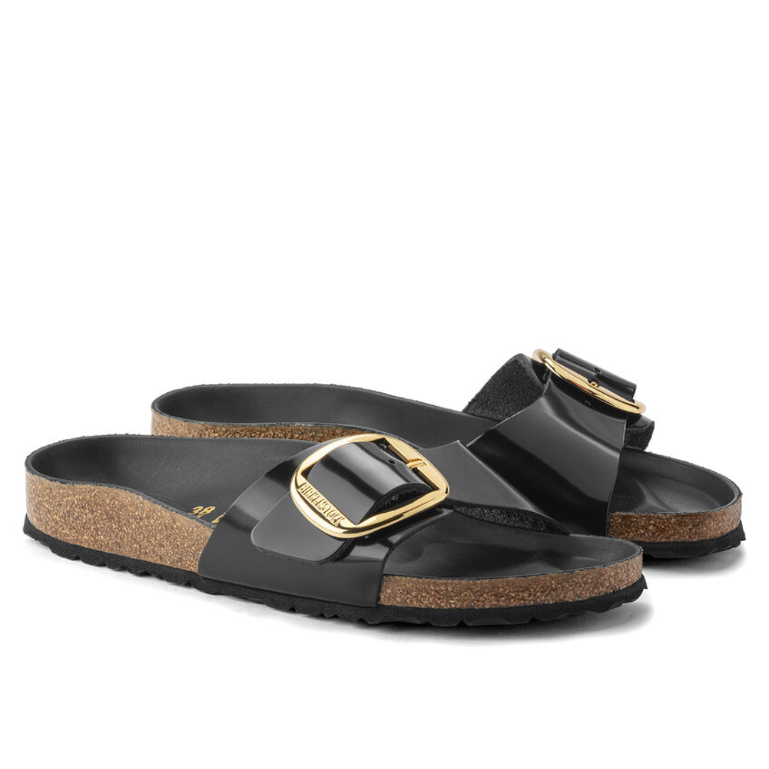 MADRID BIG BUCKLE SANDAL HIGH SHINE BLACK