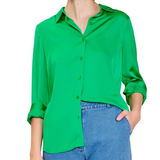 CLASSIC BUTTON DOWN BLOUSE GREEN