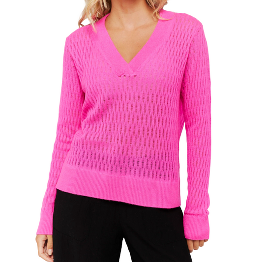 LEIGHTON LADDER V NECK BARBIE PINK