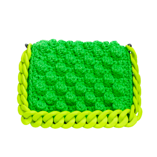 LIME BUBBLE BAG WITH YELLOW CHAIN