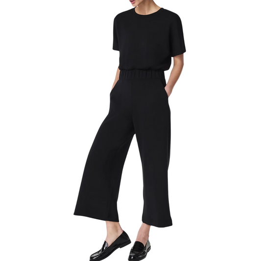 AIRESSENTIALS CROP WIDE LEG JUMPSUIT BLACK