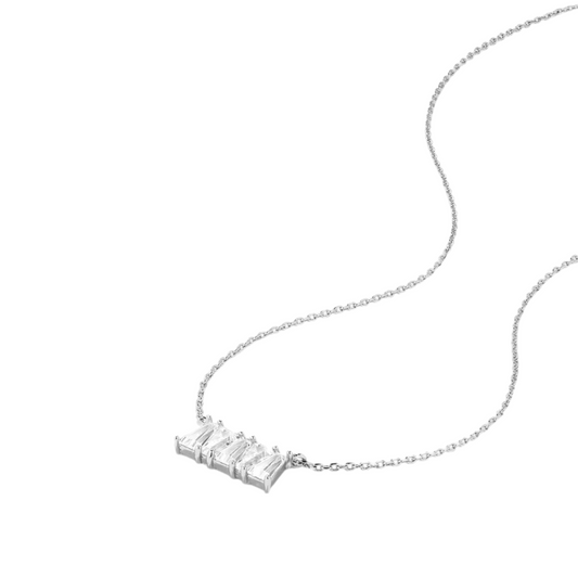 MOM BAGUETTE DAINTY NECKLACE SILVER
