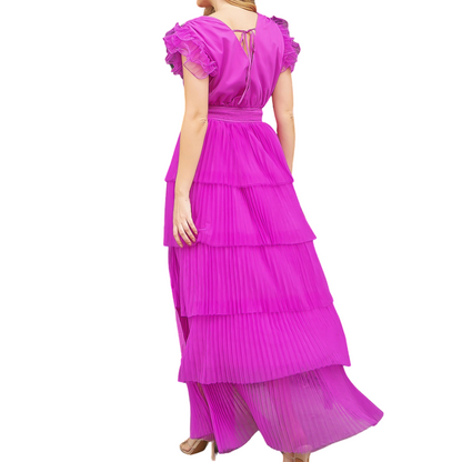 WIRE RUFFLE HIGH LOW DRESS VIOLET