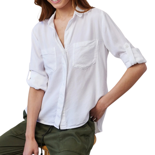 SPLIT BACK BUTTON DOWN WHITE