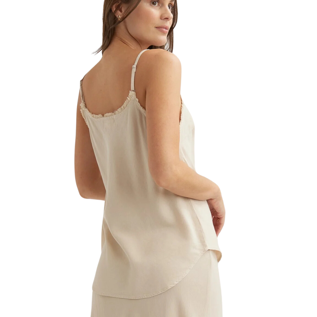 FRAYED CAMI LINEN SAND