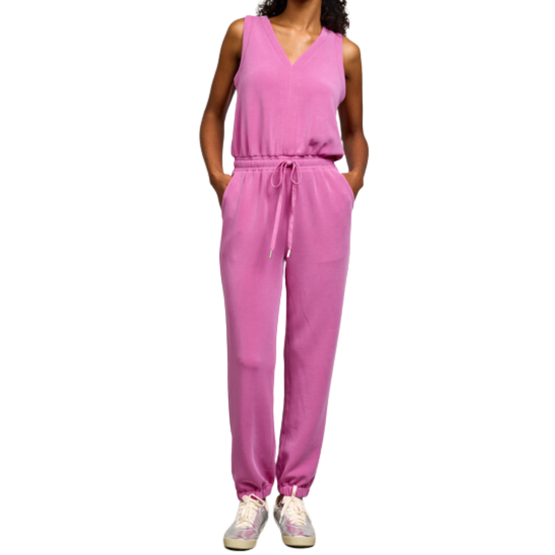 TIE WAIST JUMPSUIT ROSE PINK